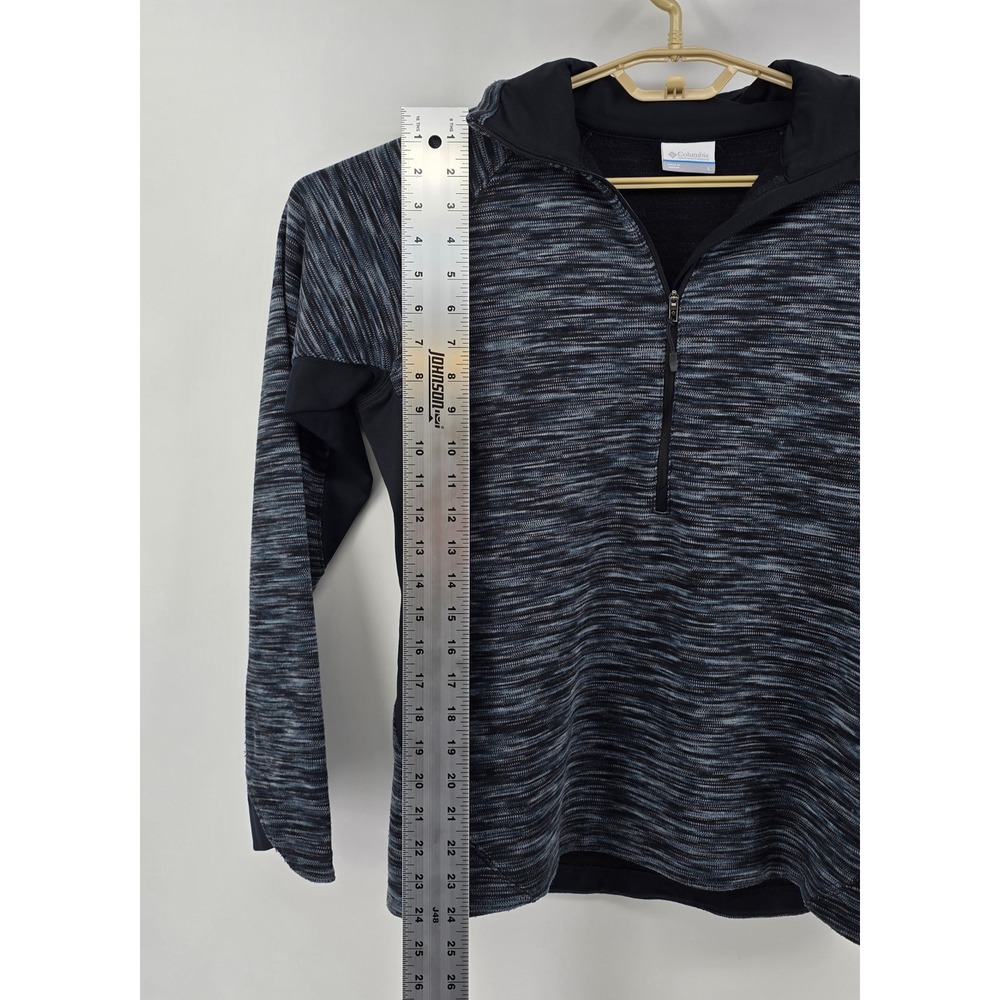 Columbia Women Size Large Blue Black Space Dye‎ Quarter Zip Pullover Fleece Top - Picture 4 of 8